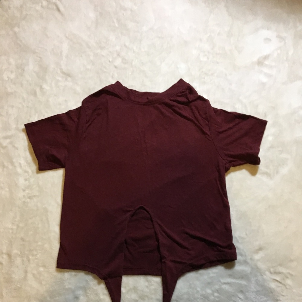 Dark red Tie in front crop top